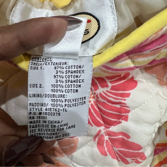 Talbots Reversible Quilted Blazer Jacket Yellow Pink Cotton Floral Women’s L - Picture 7 of 11